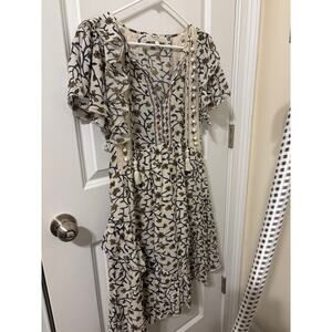 Sea New York Sz 6 floral mini dress crochet cotton viscose GUC